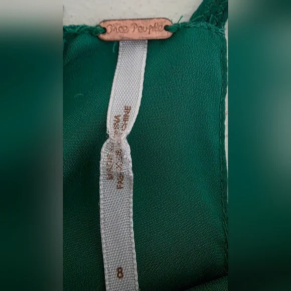 Free People Emerald Green Floral Jumpsuit Size 8 - Picture 10 of 13